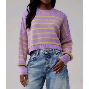 Free People Easy Street Sweater Womens Size Large Stripes Slouchy Fall Winter